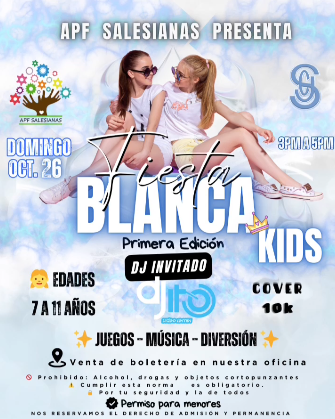 Ven y disfruta de la fiesta blanca kids